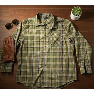 Alaskan Hardgear Mens Plaid Button-Up Shirt XL Green Beige Blue Long Sleeve